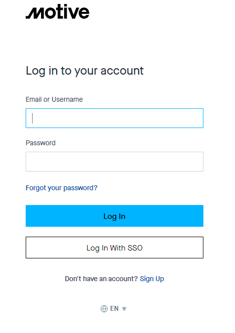 Motive login prompt